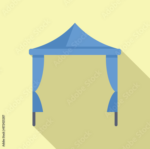 Blue event tent providing shelter from the sun on a bright summer day