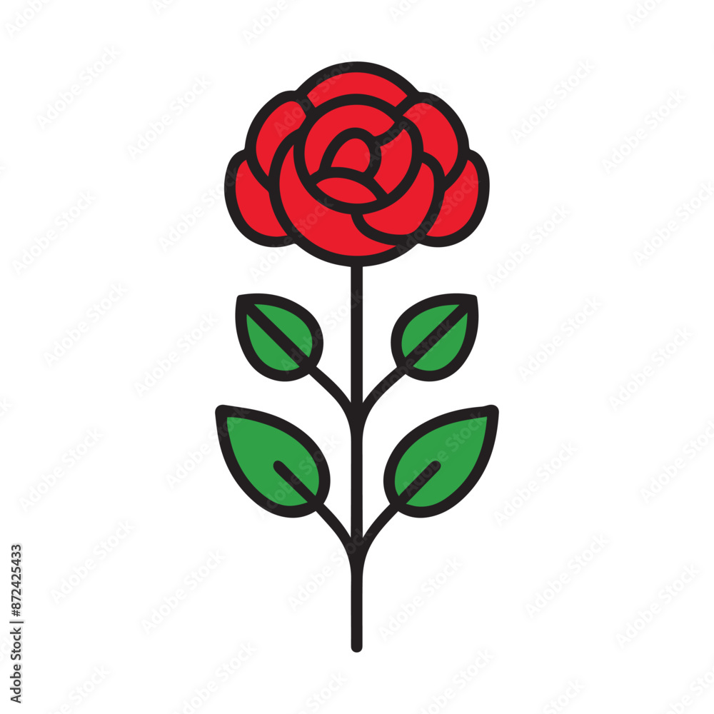 Rose flower red color natural style green leaf celebration design. Rose flower red color natural style green leaf celebration design.