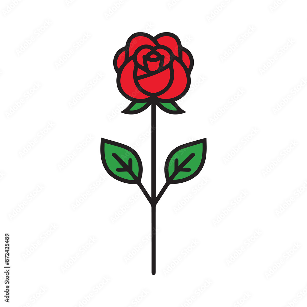 Rose flower red color natural style green leaf celebration design. Rose flower red color natural style green leaf celebration design.