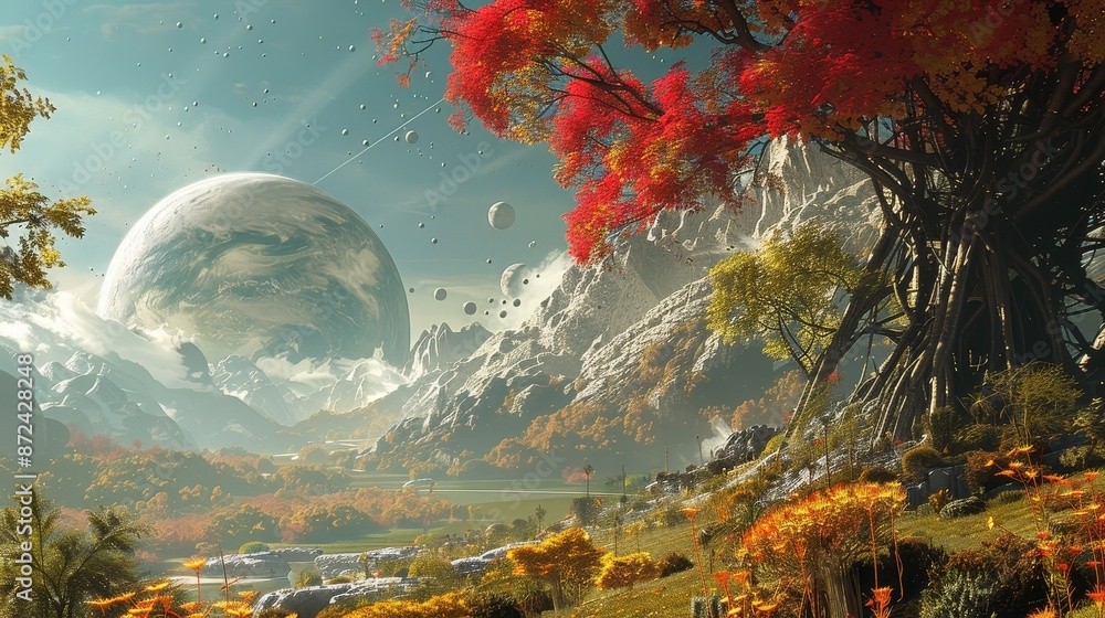 Fototapeta premium Cosmic Kingdoms Alien Civilizations in Faraway Worlds