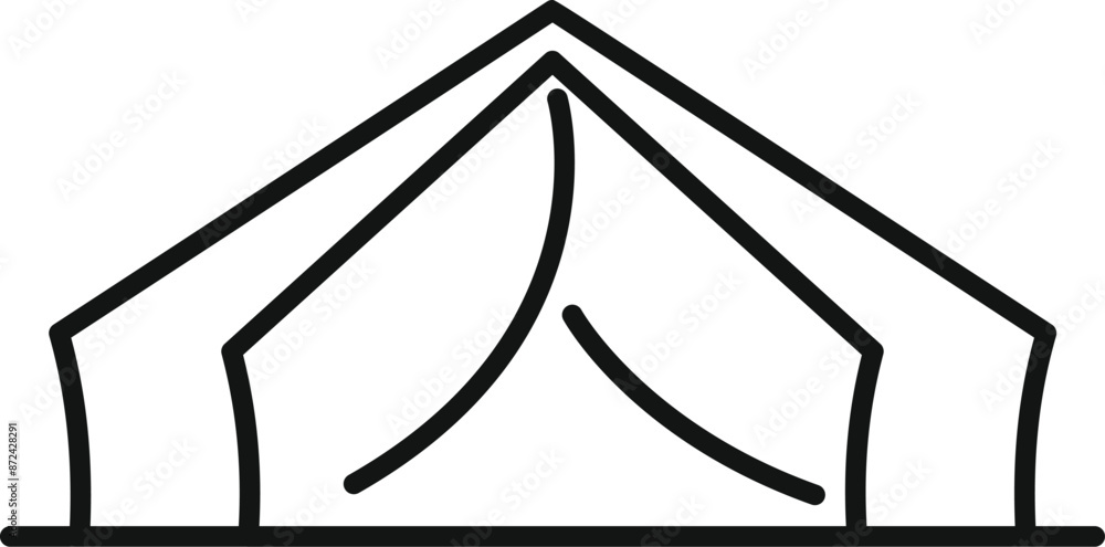 Simple line art icon of a camping tent, symbolizing outdoor recreation and the pursuit of adventure in nature Simple line art icon of a camping tent, symbolizing outdoor recreation and the pursuit of adventure in nature