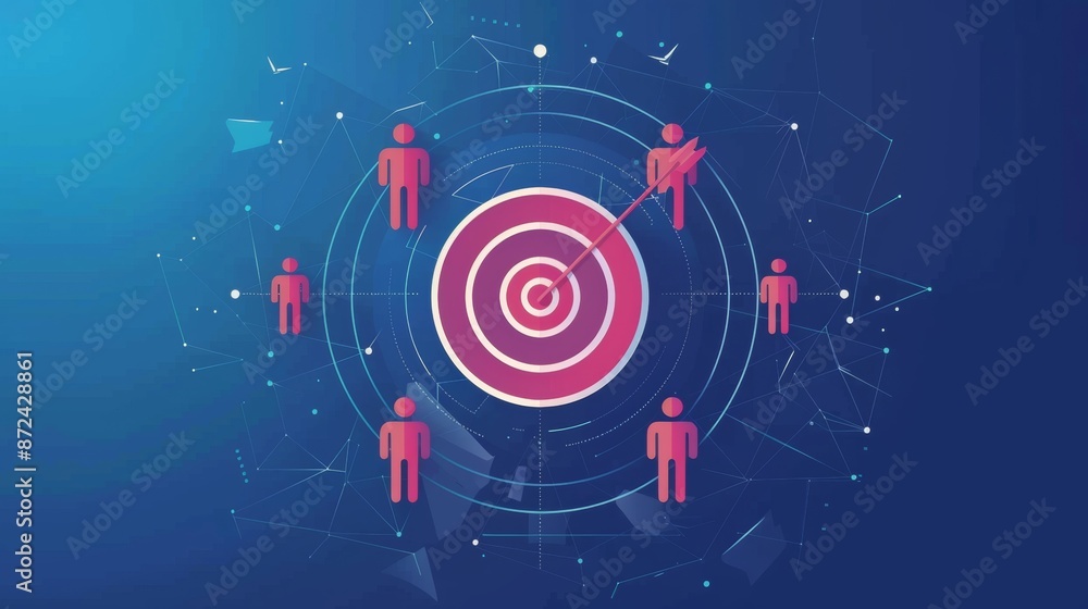 Fototapeta premium HRM or Human Resource Management, Magnifier glass focus to manager icon which is among staff icons for human development recruitment leadership and customer target. resume, interview. generate by AI