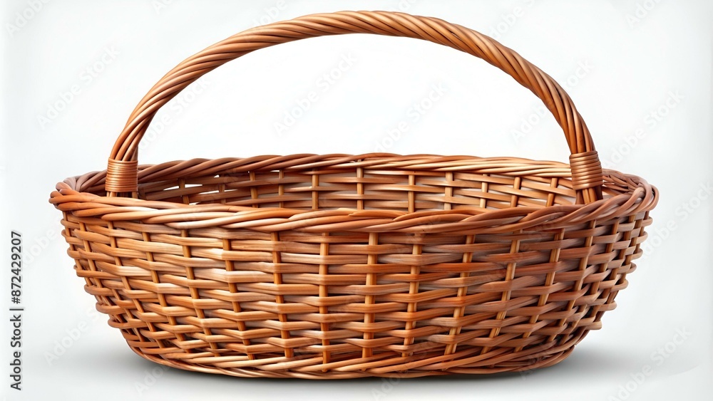 Brown Woven Wicker Basket Isolated on Transparent or White Background, PNG Brown Woven Wicker Basket Isolated on Transparent or White Background, PNG
