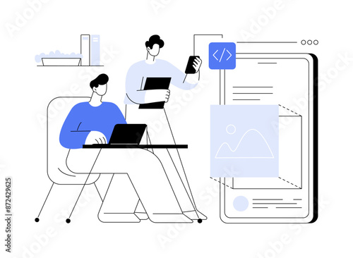 Mobile apps development abstract concept vector illustration.