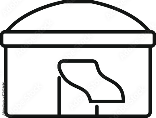 Line icon of a grand piano inside a building, representing a music hall or concert venue