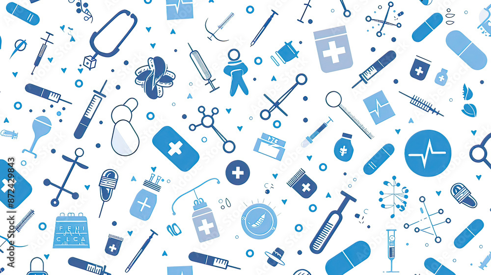 Healthcare icon pattern medical technology concept blue and white palette modern and clean design suitable for innovative medical backgrounds Healthcare icon pattern medical technology concept blue and white palette modern and clean design suitable for innovative medical backgrounds