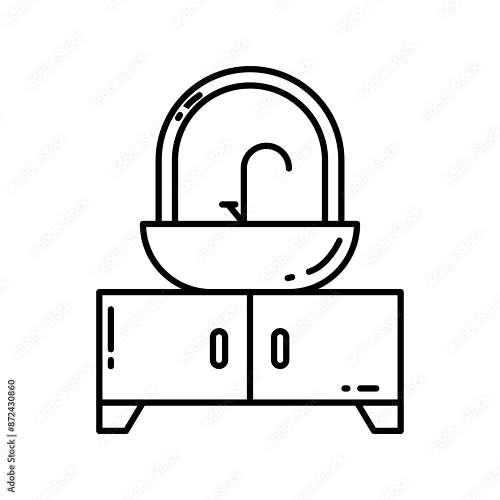 Sink faucet interior design line icon Sink faucet interior design line icon