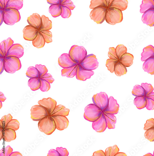 draw hibiscus colorful digital art floral pattern