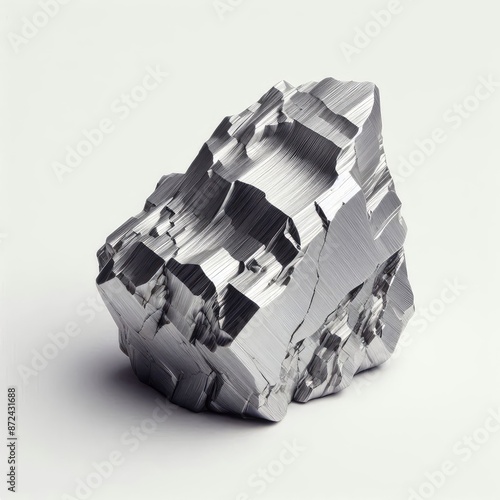 A piece of chrome metal stone isolated on a white background