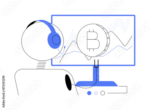 Cryptocurrency trading bot abstract concept vector illustration.
