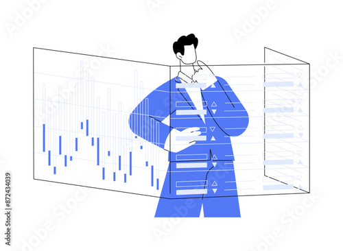 Stock market trader abstract concept vector illustration.