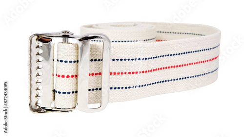 White belt isolated on white background. Close up. photo