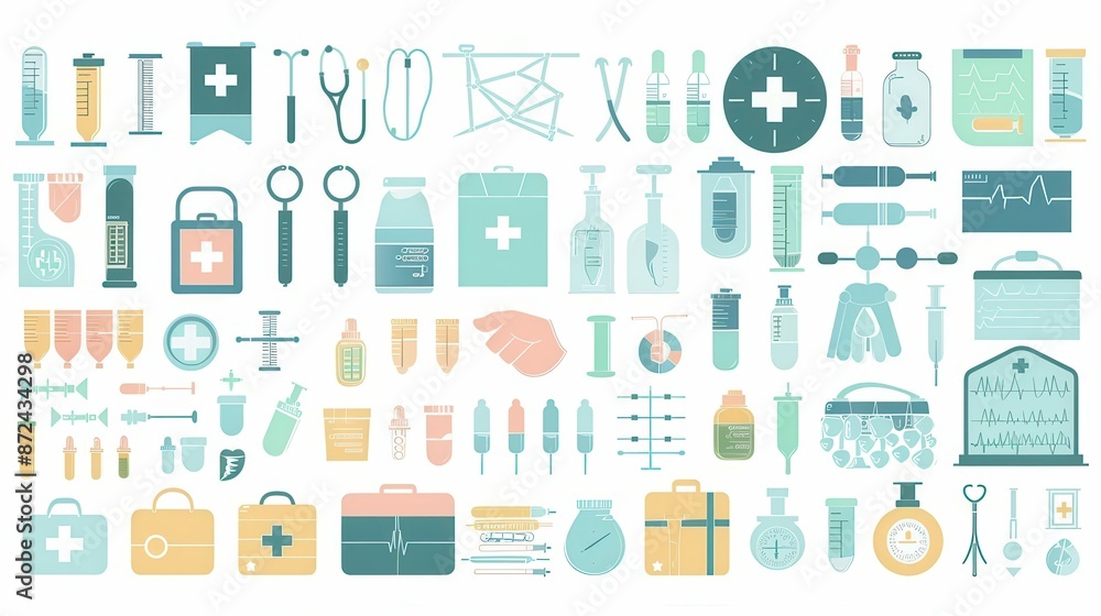 comprehensive medical icon set featuring 200 flat design elements ...
