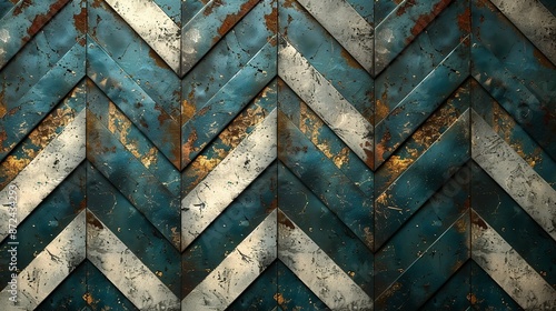 Chevron pattern with metallic silver accents, ideal for sleek and modern illustrations. , Minimalism,