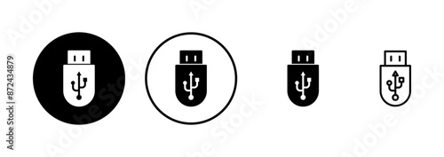 Usb icon vector isolated on white background. Flash disk icon vector