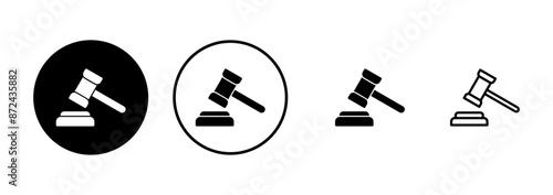 Gavel icon vector isolated on white background. Hammer icon vector. Judge Gavel Auction Icon Vector. Bid