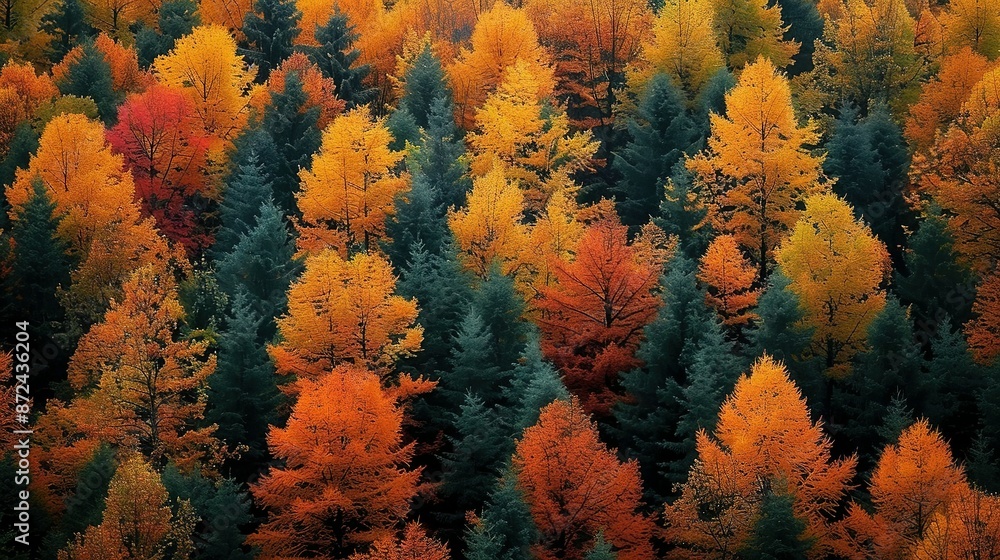 Autumn Forest with Golden and Red Trees Autumn Forest with Golden and Red Trees