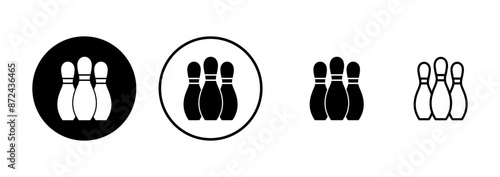 Bowling game Pin Icon vector isolated on white background. Bowling icon, ball and pin