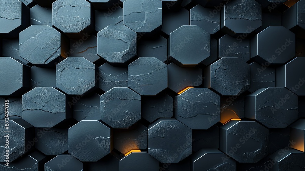 Fototapeta premium Monochrome hexagonal grid pattern with a sleek and minimalist design, perfect for backgrounds in presentations, tech interfaces, and contemporary art pieces. , Minimalism,