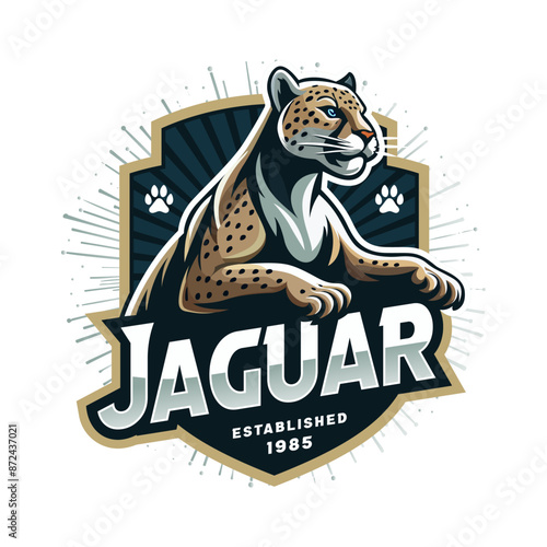 Wonderful jaguar with shield logo design template