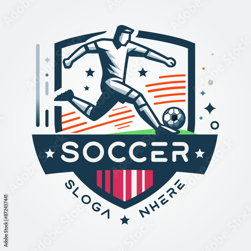 Hand drawn flat design soccer logo design template