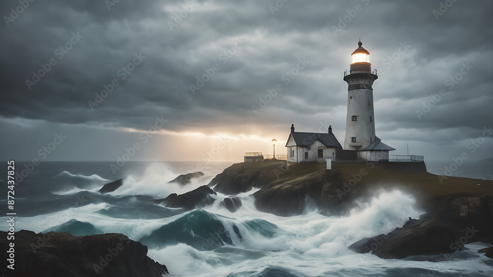 lighthouse on the shore of the sea generated by AI technology lighthouse on the shore of the sea generated by AI technology