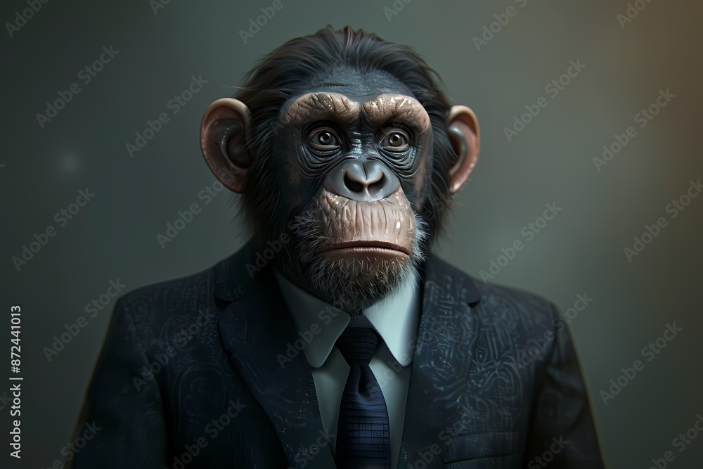 ape in business suit in realistic by generative ai ape in business suit in realistic by generative ai