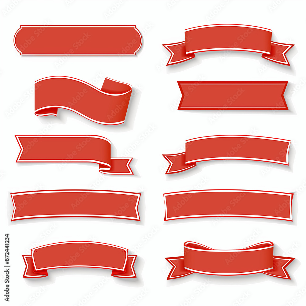 Red Ribbon Banners, Scrolls, and Ribbons Design Elements Set Red Ribbon Banners, Scrolls, and Ribbons Design Elements Set
