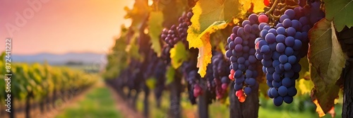 Detalle de Racimos de Uvas en Viñedo Bajo el Sol