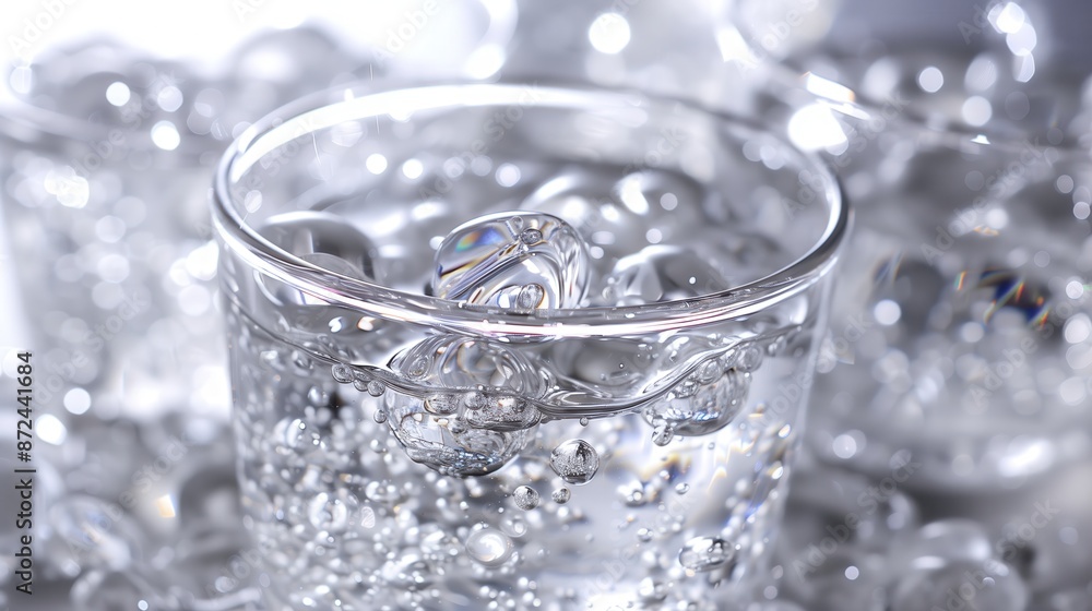 Refreshing glass of sparkling water with bubbles and ice cubes. Perfect for hydration and relaxation. Close-up, clear background. Refreshing glass of sparkling water with bubbles and ice cubes. Perfect for hydration and relaxation. Close-up, clear background.