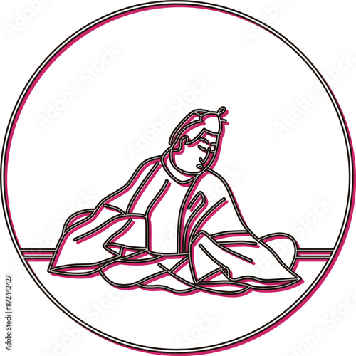 カラーシャドウ円形百人一首　中納言家持