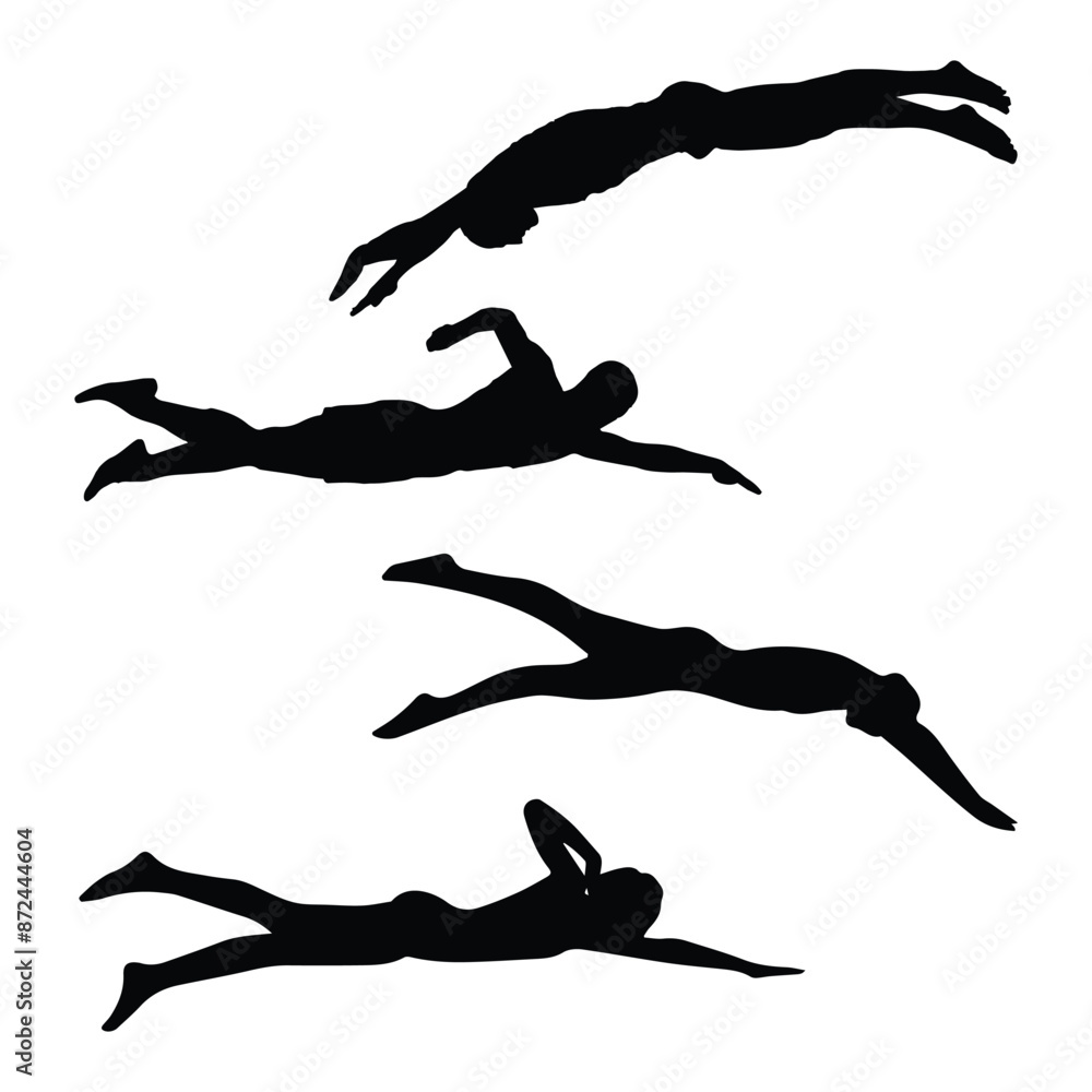 Swimming Art Vector Silhouette Bundle Swimming Art Vector Silhouette Bundle