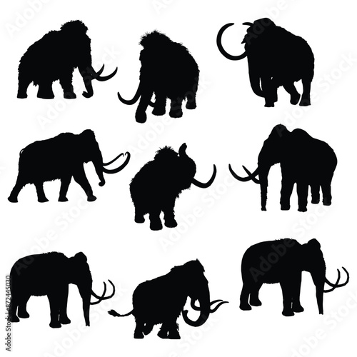 Woolly Mammoth Vector  Silhouette Bundle