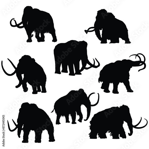 Woolly Mammoth Vector  Silhouette Set