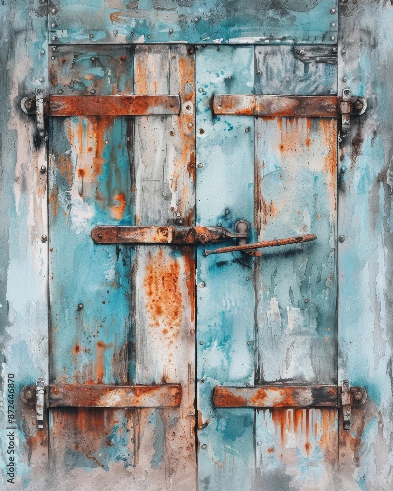 Naklejka premium Weathered Rustic Metal Textures with Watercolor Style Charm