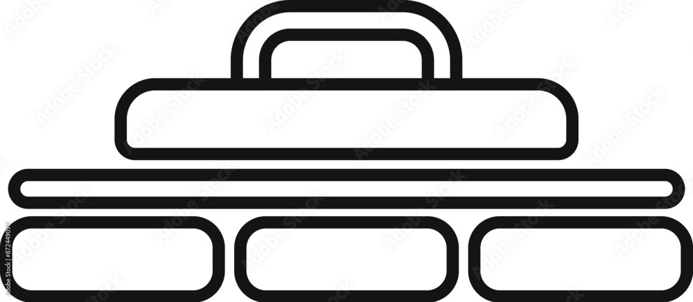 Curling stone sliding on ice rink, simple black outline icon Curling stone sliding on ice rink, simple black outline icon