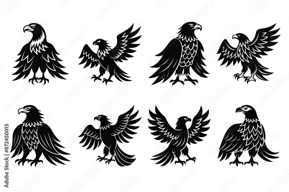 Naklejka premium Eagle silhouette vector art illustration