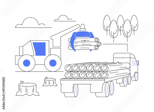 Timber transportation abstract concept vector illustration.