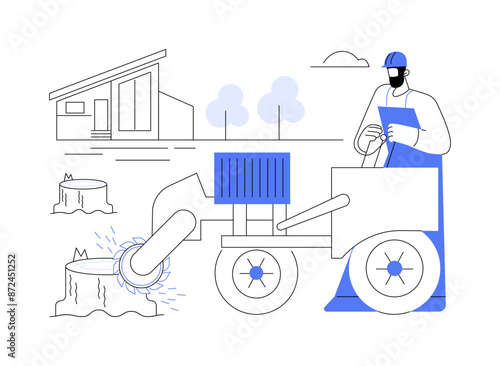 Stump removal abstract concept vector illustration.