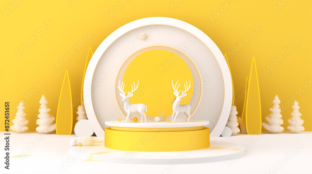 The Festive Christmas Podium Display with Elegant Holiday Presentation with Decorations. Perfect for highlighting holiday-themed products, seasonal promotions, event invitations, and festive presentat The Festive Christmas Podium Display with Elegant Holiday Presentation with Decorations. Perfect for highlighting holiday-themed products, seasonal promotions, event invitations, and festive presentat