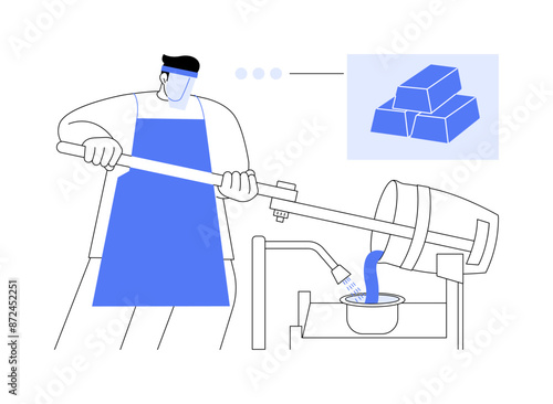 Gold refinery abstract concept vector illustration.