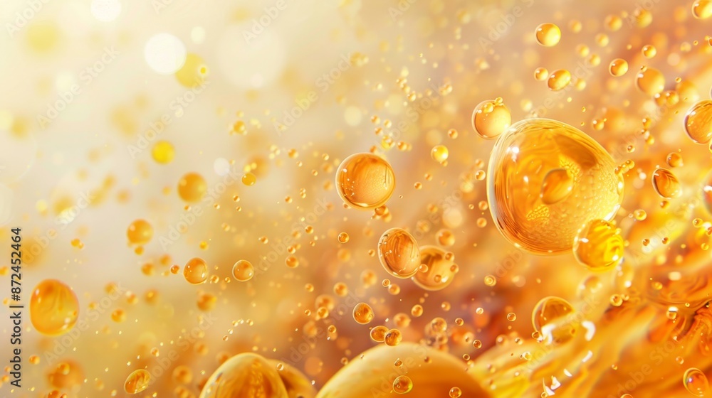 Vibrant Orange and Yellow Oil Droplets in Water A Stunning Display of Light and Reflection Vibrant Orange and Yellow Oil Droplets in Water A Stunning Display of Light and Reflection