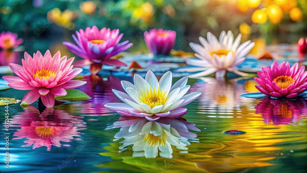 Water lily and pink daisy flowers floating in colorful water , Water lily, pink, daisy, rose, wallpaper, template, theme, colorful Water lily and pink daisy flowers floating in colorful water , Water lily, pink, daisy, rose, wallpaper, template, theme, colorful