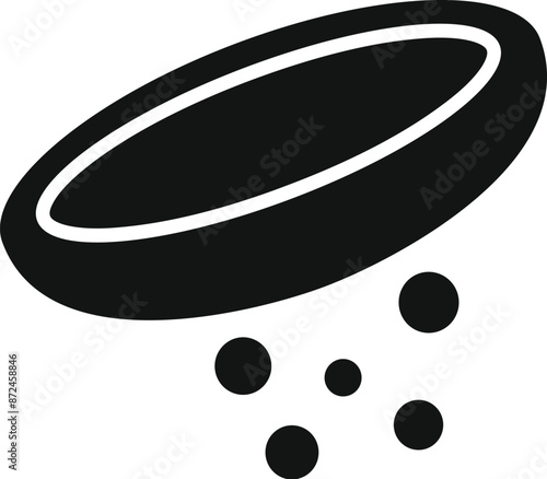 Simple icon of a black effervescent tablet dissolving in water, releasing bubbles
