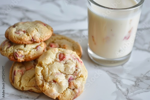 Delicious Cookies and Milk on a Marble Countertop