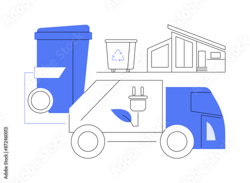 Electric garbage truck abstract concept vector illustration.