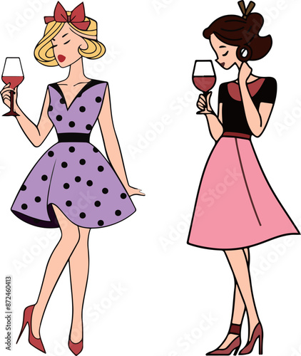 Elegant Women Enjoying Wine