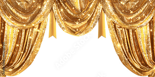 Golden luxury curtains transparent background