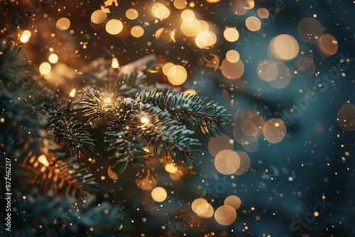 Wallpaper Mural A close-up of a Christmas tree adorned with twinkling fairy lights, with a bokeh effect creating a dreamy, festive mood. Torontodigital.ca