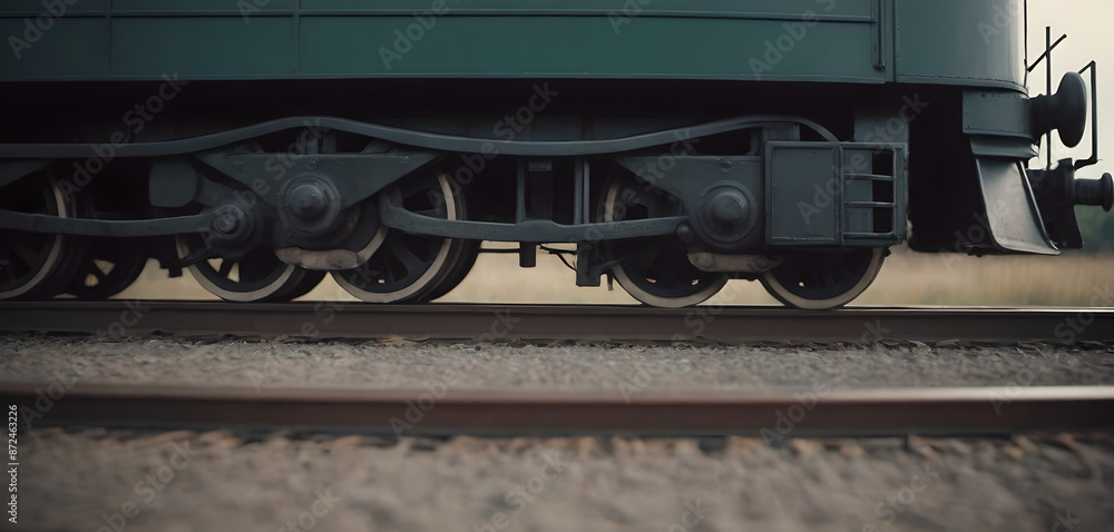 Naklejka premium closeup of the bottom of a train on the railway